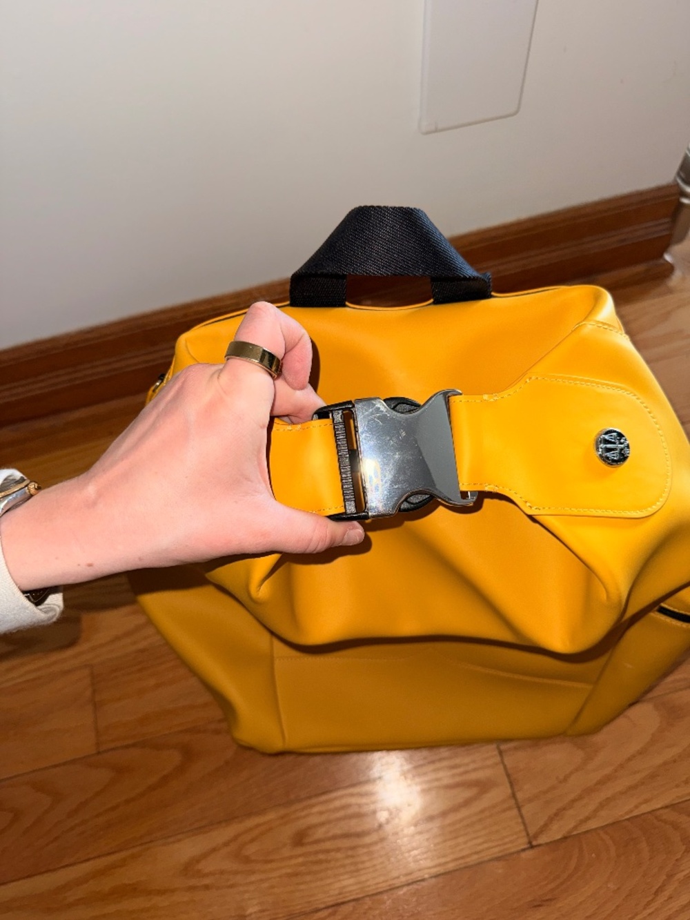 Hunter Original Rubberized Leather Backpack Yellow Genuine Leather Waterproof - Picture 6 of 8